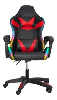 muebles y colchones - Silla gamer luz RGB soporte lumbar Reclinable con ruedas. Gaming oficina  4