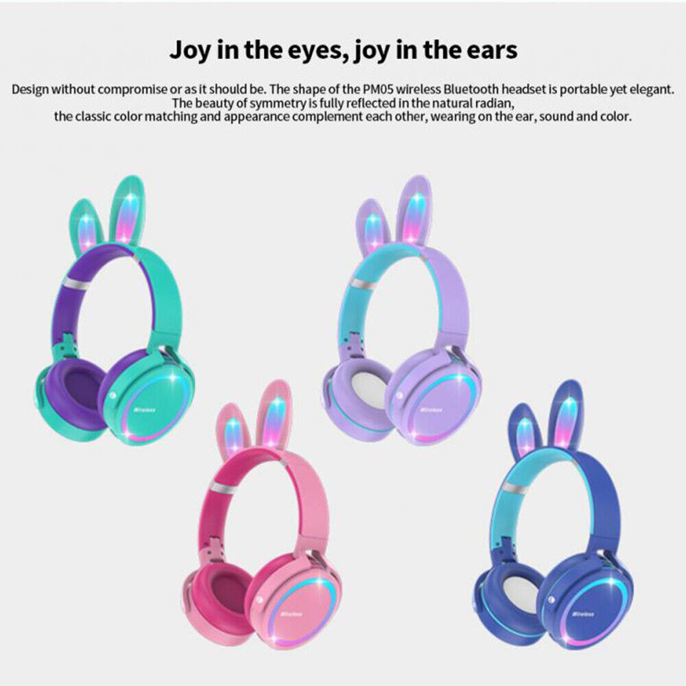 accesorios para electronica - Auriculares inalámbricos con Orejas de conejo para niñas, audifonos tiktok  2