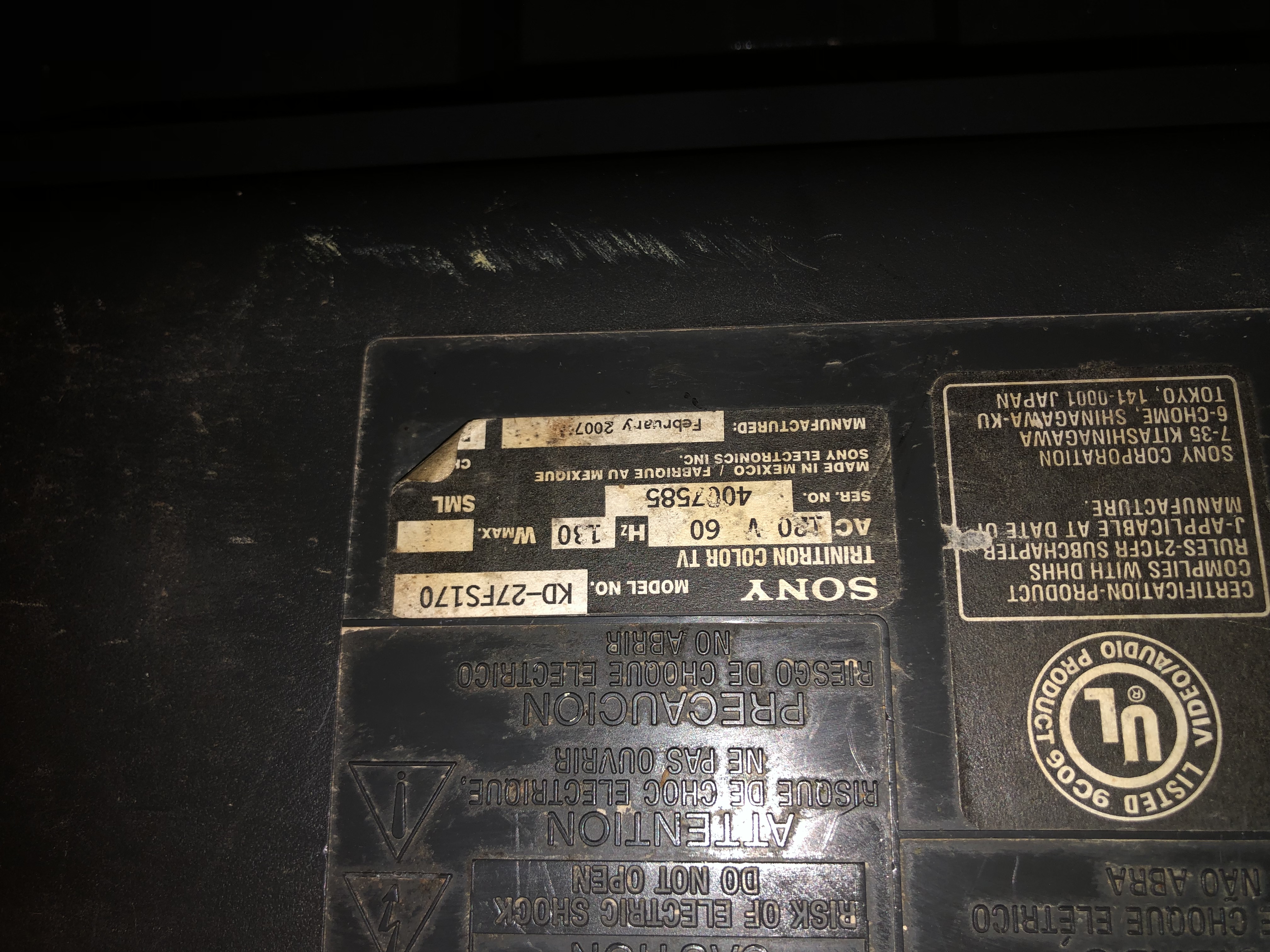 tv - Sony Tv 27 pulgada $2,500 para piezas, o reparar  3