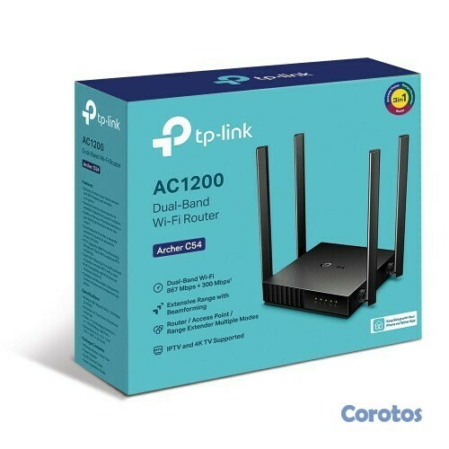 computadoras y laptops - ROUTER TP-LINK TL-ARCHER C54  AC1200,DUAL –BAND
867 Mbps+ 300 Mbps Rouste/ acces 1