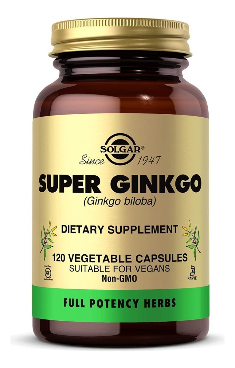 Salud y Equipamiento Médico - Super Ginkgo Biloba Solgar Cerebral Sistema Nervioso 120 Cap