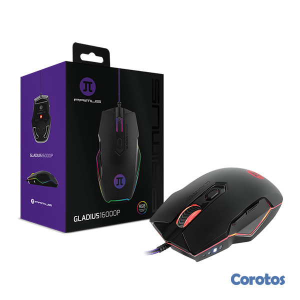 computadoras y laptops - MOUSE PRIMUS PMO-301, GAMING GLADIUS 16000P, OPTICO USB, 6 BOTONES,  1