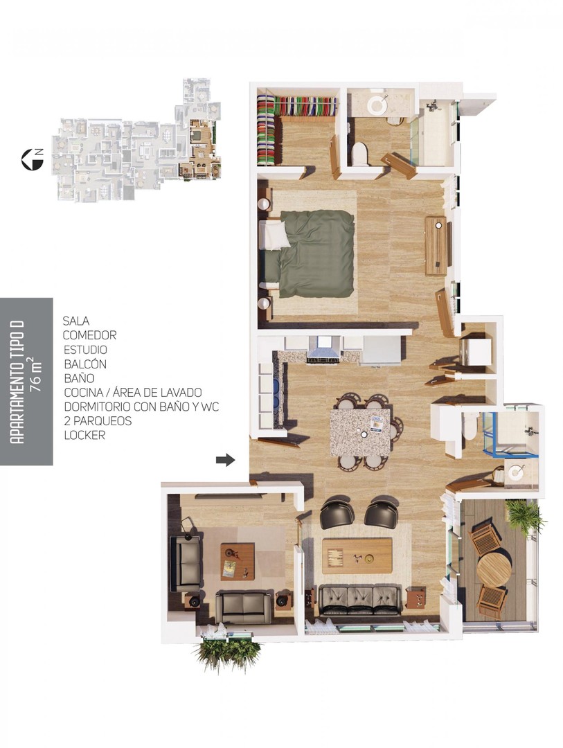 apartamentos - Apartamento en venta de 1 hab + estudio en Naco
Nuevo a estrenar, con 2 parqueos 2