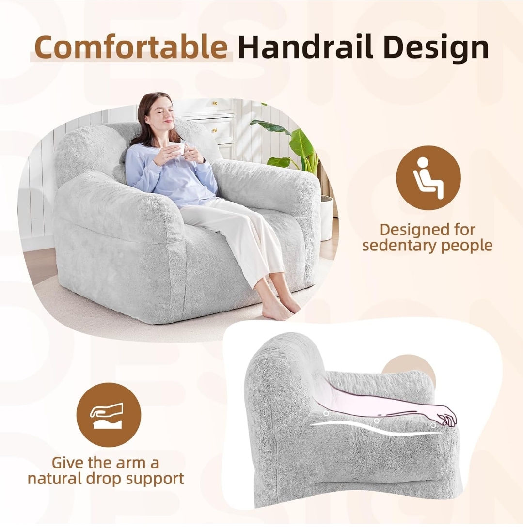 muebles y colchones - Sillón Puff Gigante gris claro (comprimido) 3