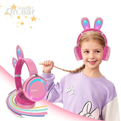 accesorios para electronica - Auriculares inalámbricos con Orejas de conejo para niñas, audifonos tiktok  2