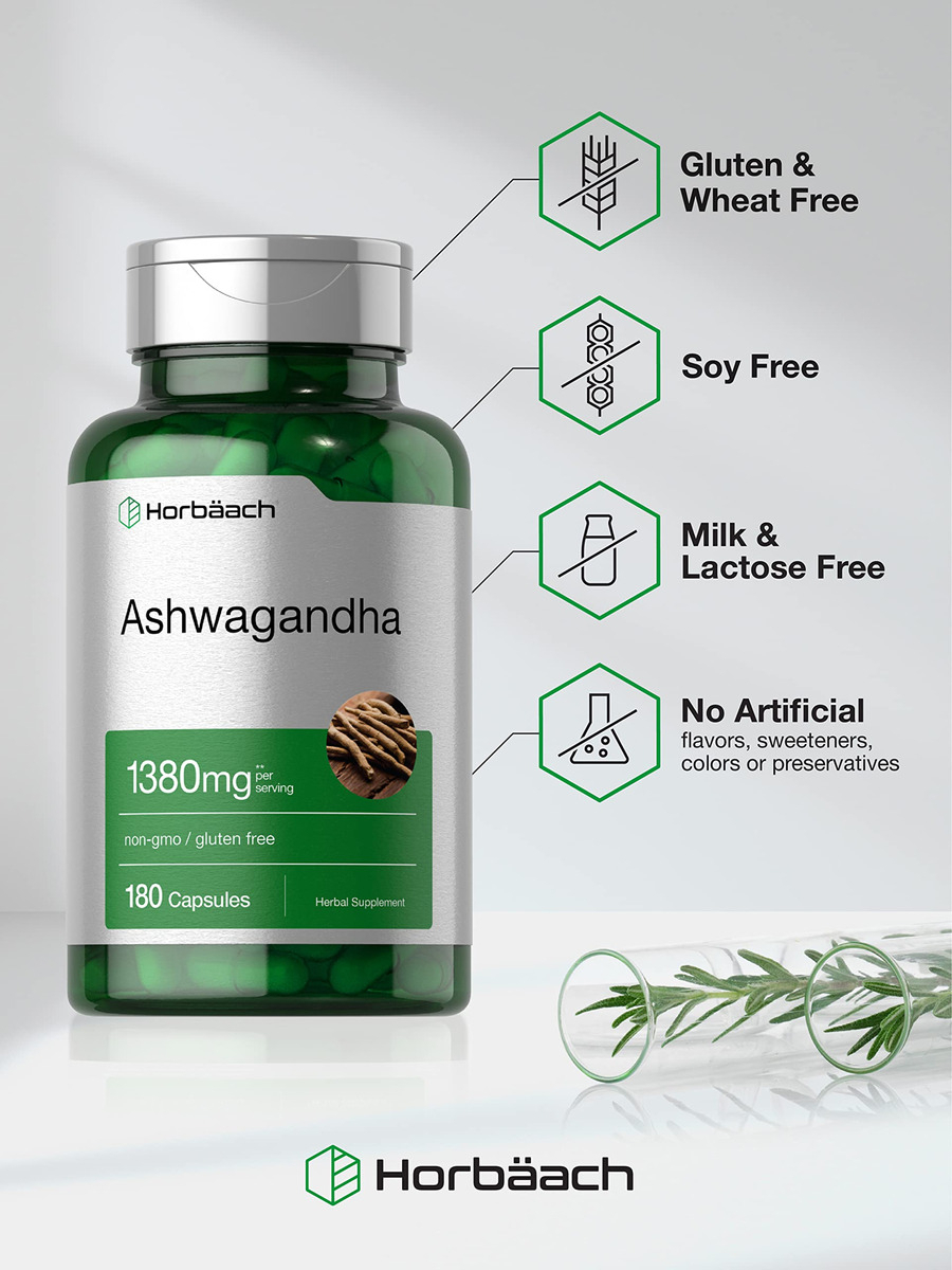 Salud y Equipamiento Médico - Ashwagandha 1380mg 180cap Horbaach 3