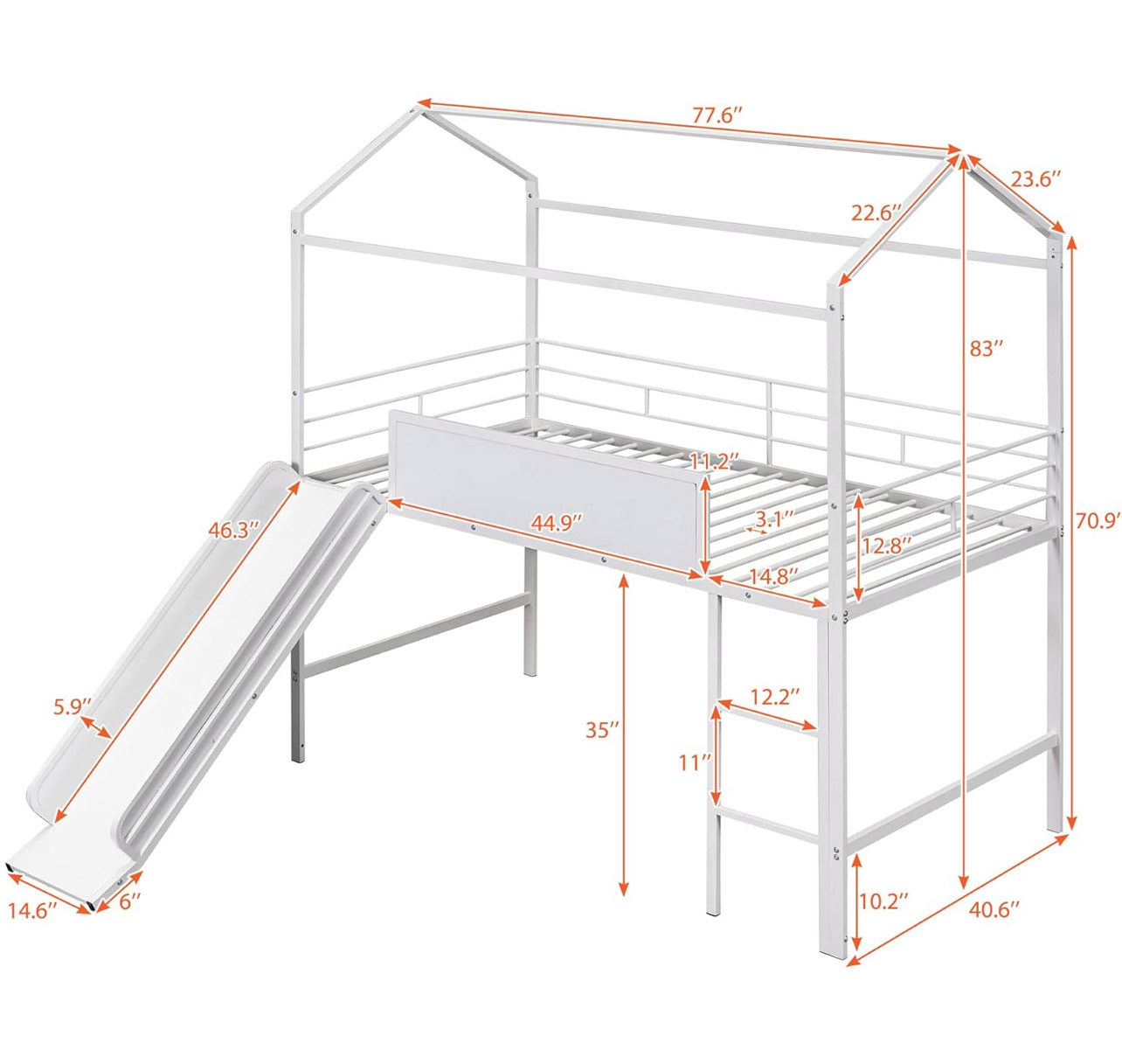 muebles - Cama para niño, tamaño twin. Con tobogán. completa en metal. no incluye colchón  1