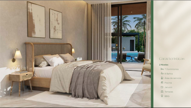 casas vacacionales y villas - Venta de villas en la mejor zona de cap cana con piscina y Jacuzzi de 2,846mts 3