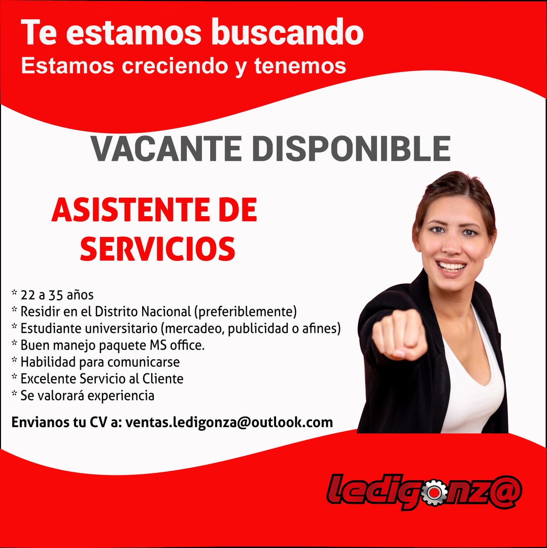 empleos disponibles - Se solicita asistente de Servicios 1