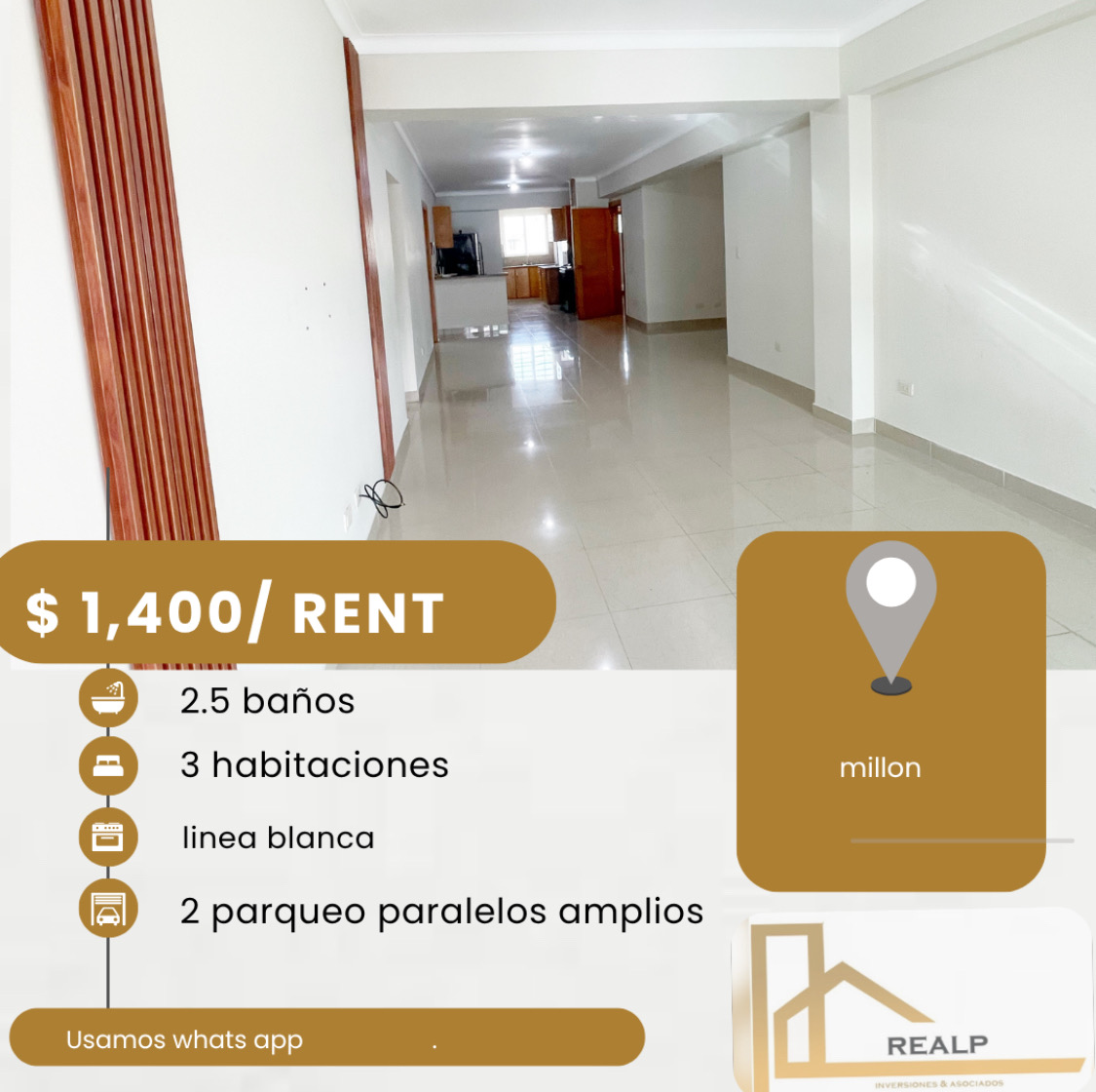 apartamentos - hermoso apartamento en el millón  0