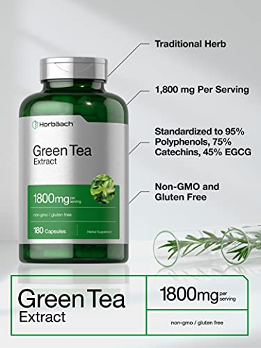 Salud y Equipamiento Médico - Extracto De Te Verde 1800 Mg 180 Cap Horbaach 3