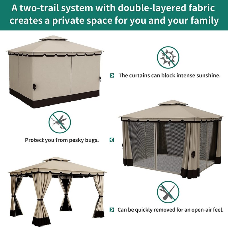 herramientas, jardines y exterior -  Outdoor Patio Double Fabric Roof Canopy Gazebo rd 36,500 1