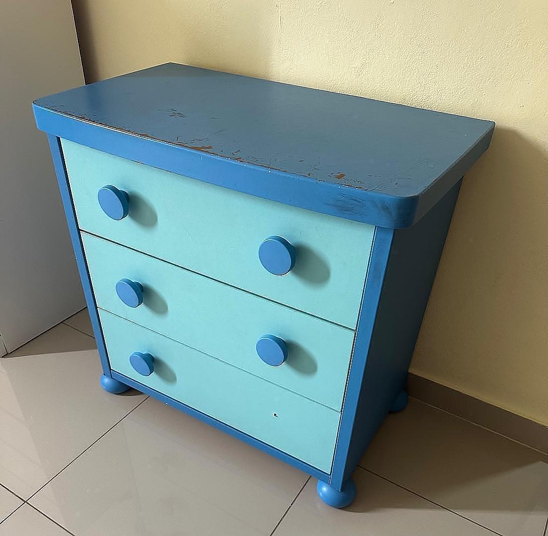 muebles - Gavetero de tres gavetas Azul  2