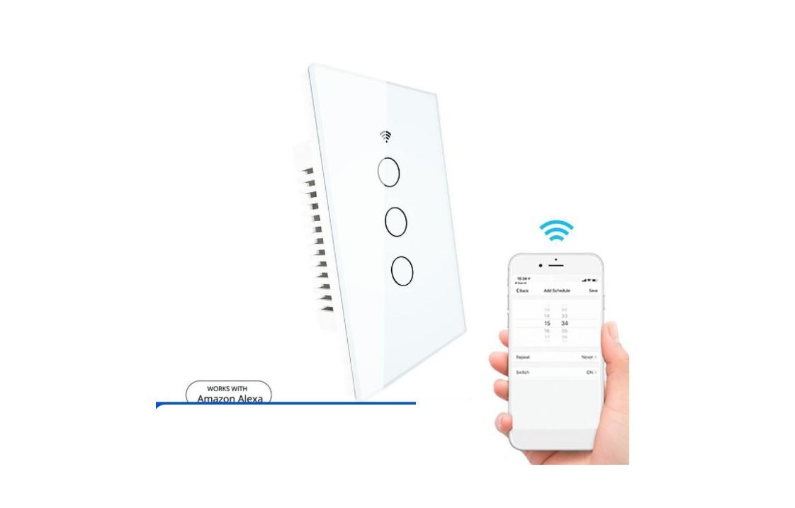 otros electronicos - Interruptor WIFI 3 canales, contecta con Alexa y Google Home 1