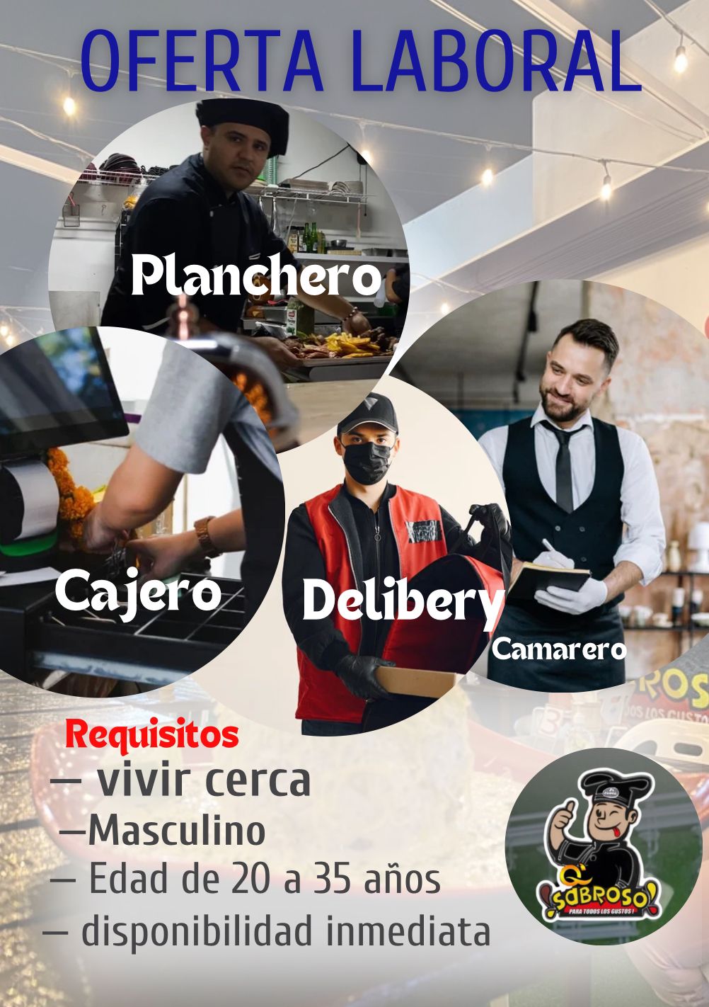 empleos disponibles - solicitan personas para restaurante que viva cerca correa cidron avenida Italia  0