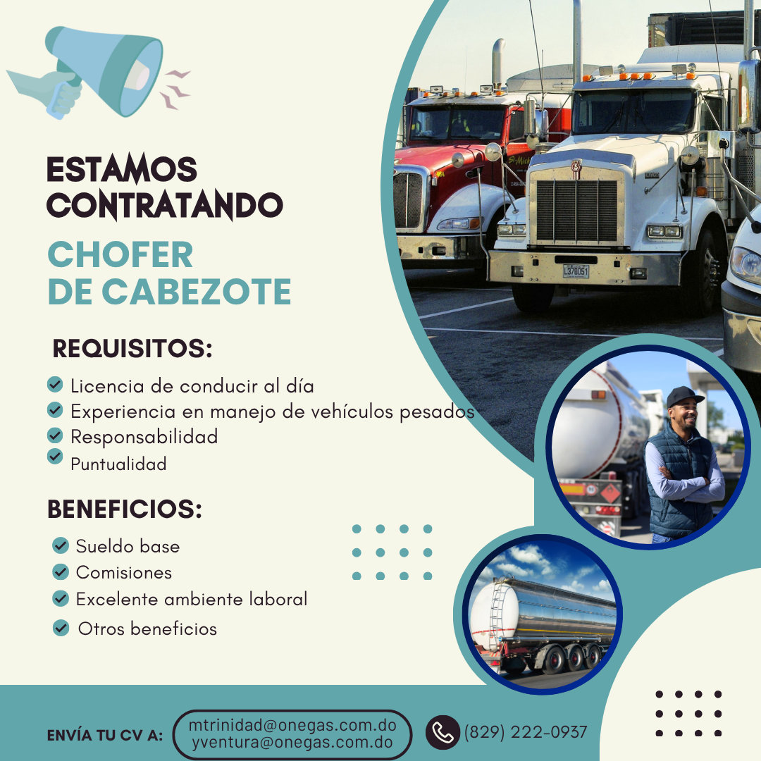 empleos disponibles - Ejecutiva de ventas 
Chofer de Cabezote  1