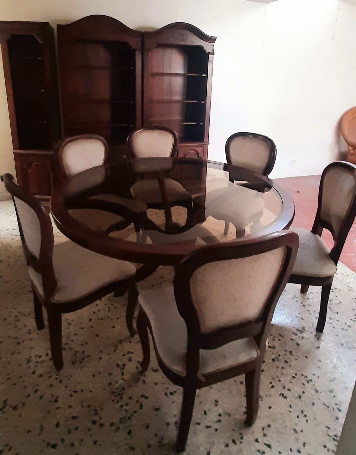 muebles y colchones - Juego de Comedor 6 Sillas Caoba y Cristal  3