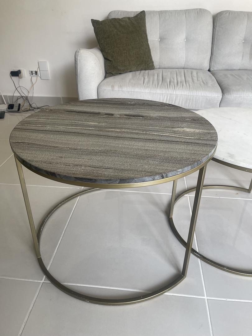 decoración y accesorios - TRIO DE MESAS CON TOPE EN MÁRMOL ( REAL )  2