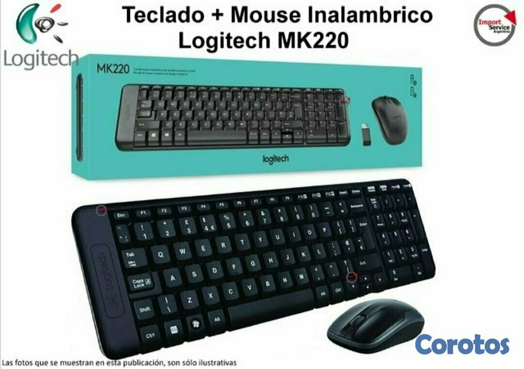 computadoras y laptops - TECLADO MOUSE LOGITECH MK220 USB WIRELESS RECEIVER 2.4GHZ WIRELESS, ESPAÑOL 1