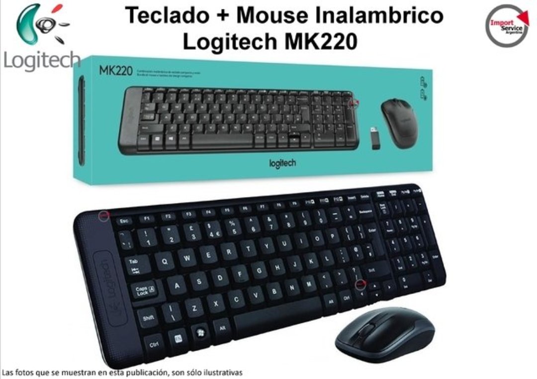 computadoras y laptops - TECLADO MOUSE LOGITECH MK220 USB WIRELESS RECEIVER 2.4GHZ WIRELESS, ESPAÑOL 1