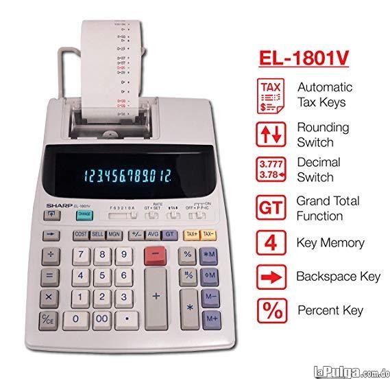 impresoras y scanners - CALCULADORA SHARP EL-1801, CON PAPEL  12 DIGITOS, SUMADORA  0