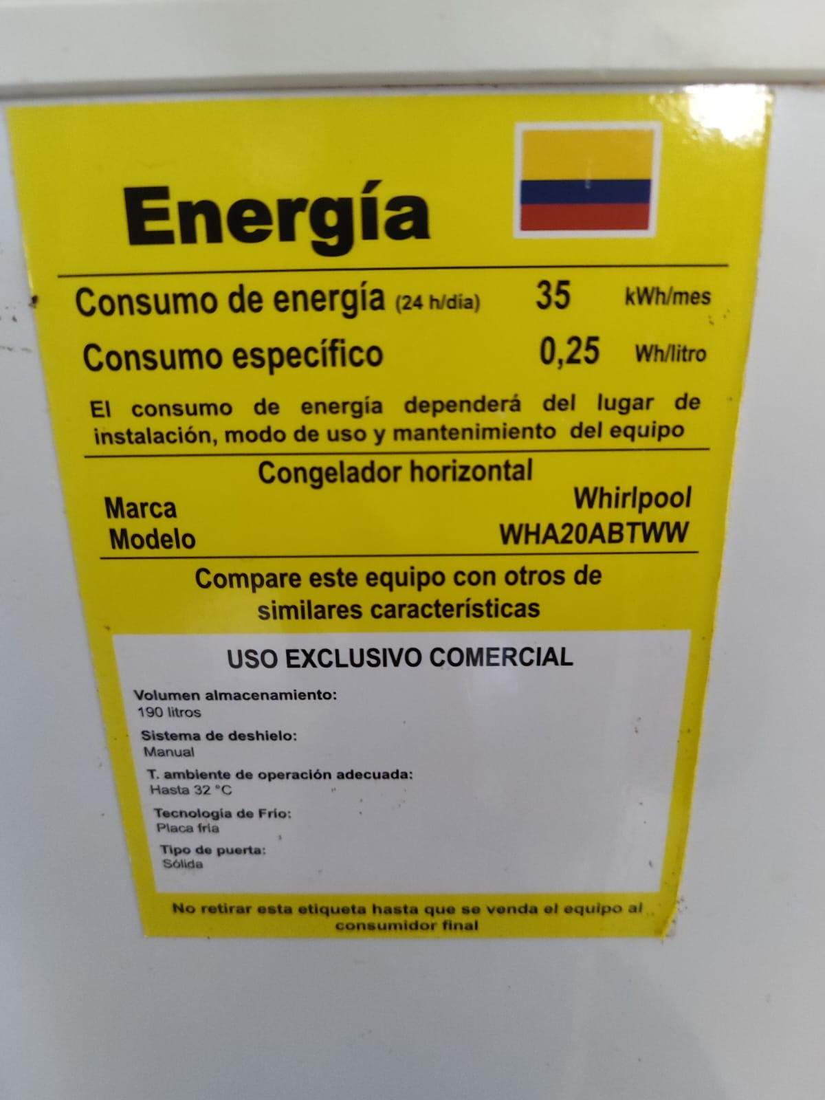 equipos profesionales - Freezer Whirlpool  3