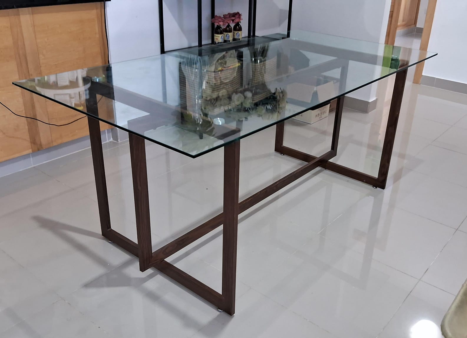 muebles y colchones - Mesa de cristal para 6 sillas 0