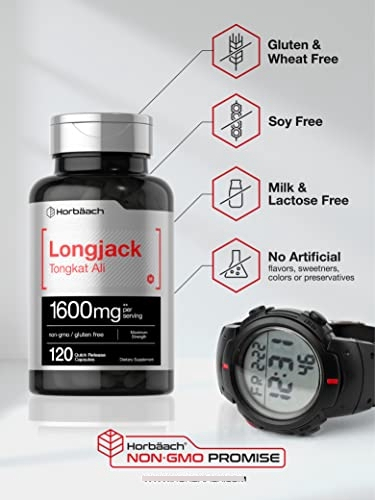 Salud y Equipamiento Médico - Longjack Tongkat Ali 1600 Mg 120 Capsulas Horbaach 4