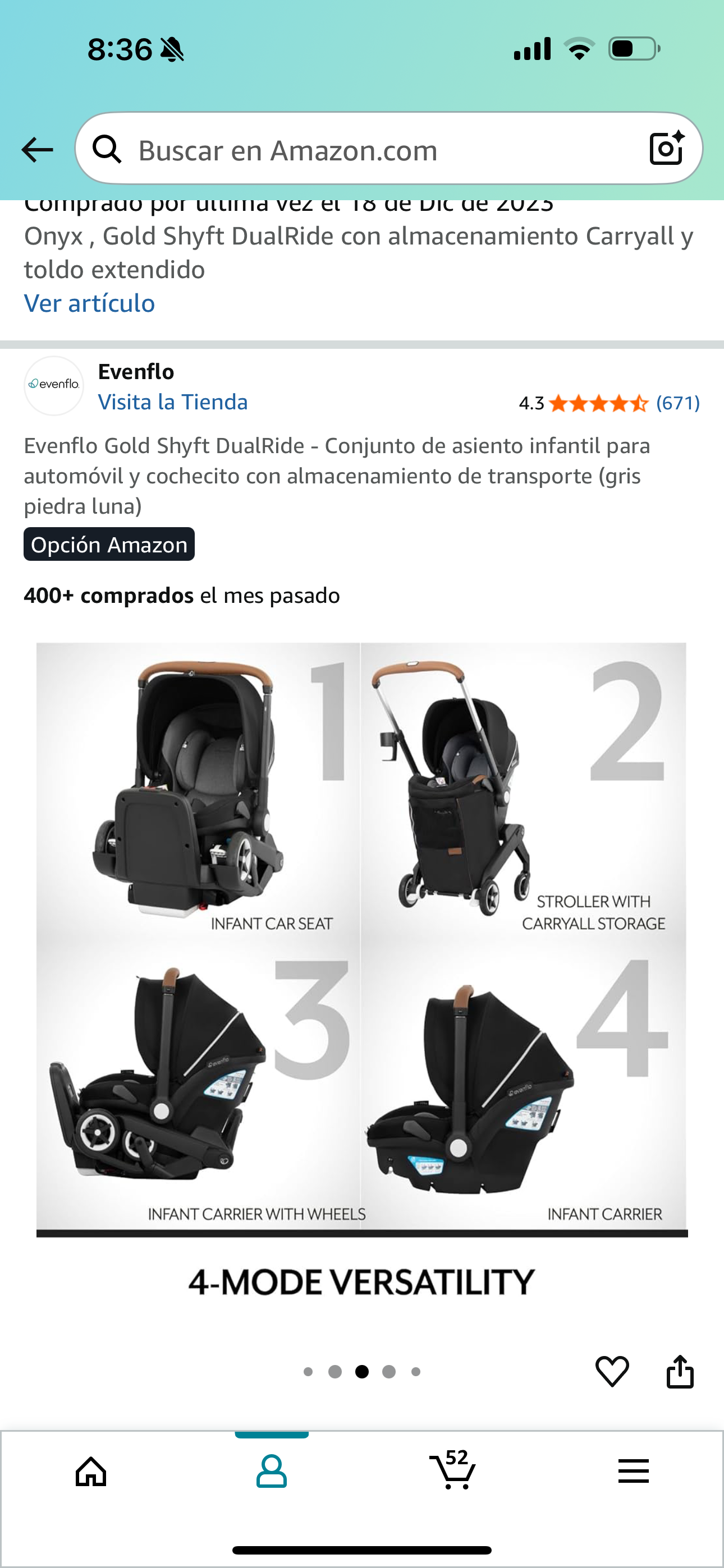 coches y sillas - Carseat and stroller Marca Evenflo como nuevo  1