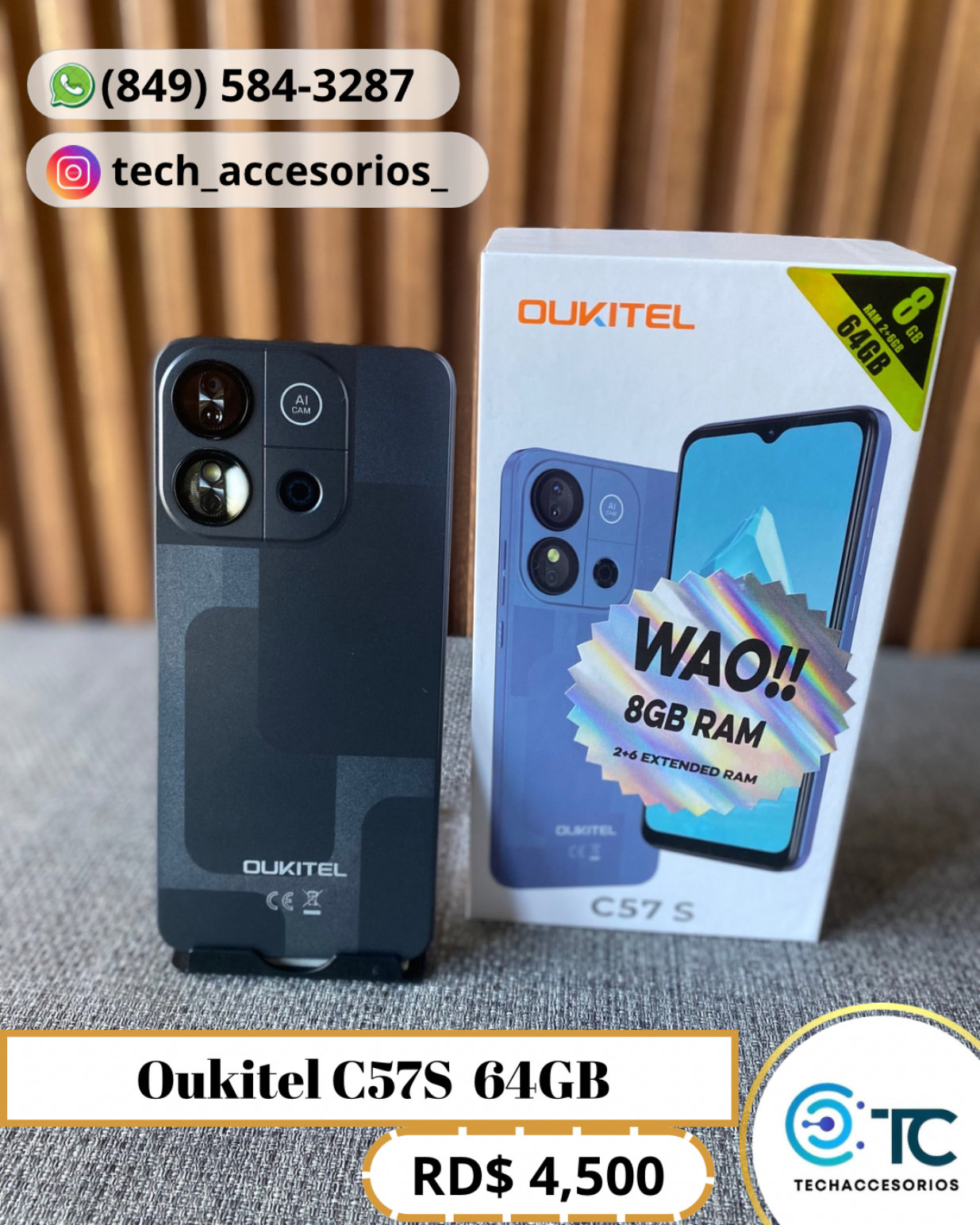 celulares y tabletas - Oukitel C57S 64GB/8RAM por RD$4,500 + regalos y envío disponible.