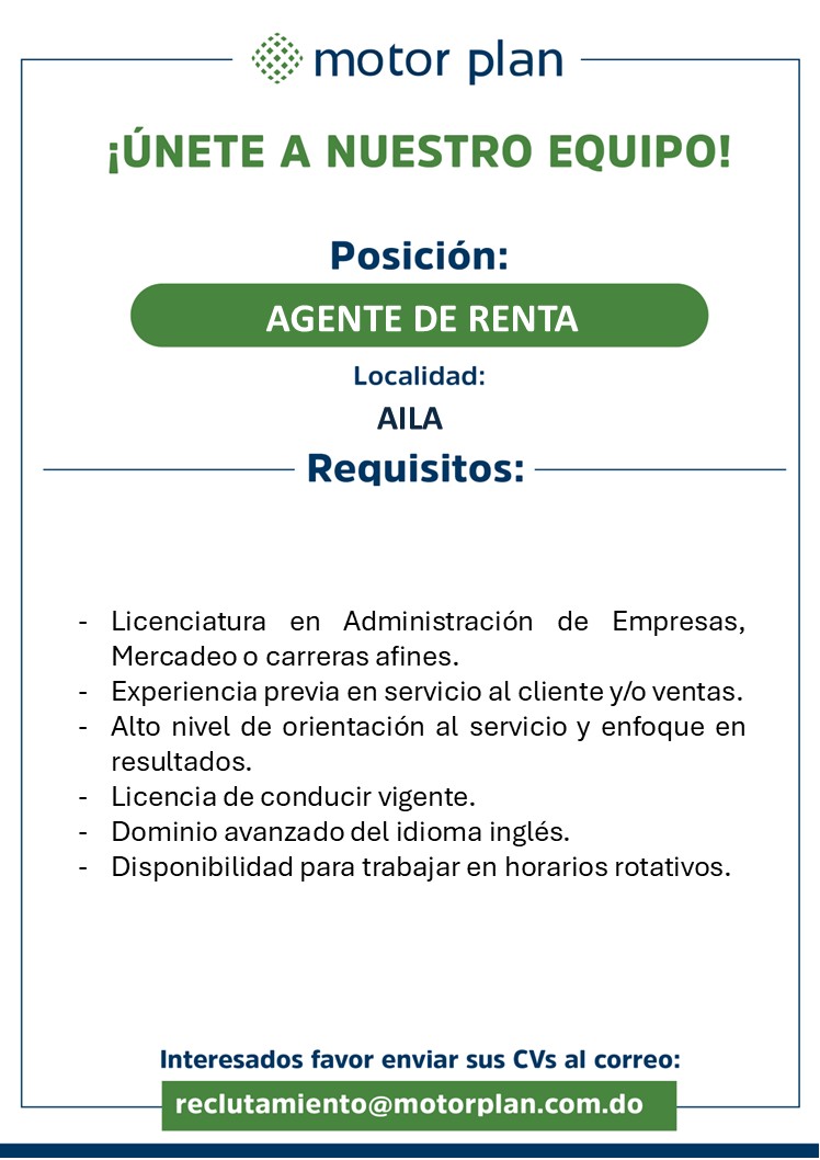 empleos disponibles - Agente de Renta