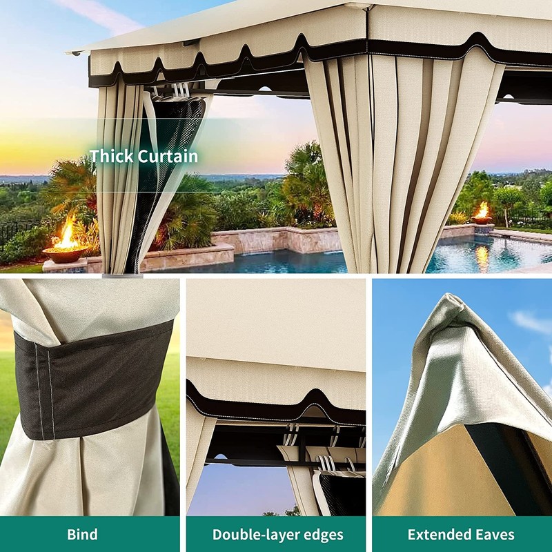 herramientas, jardines y exterior -  Outdoor Patio Double Fabric Roof Canopy Gazebo rd 36,500 2