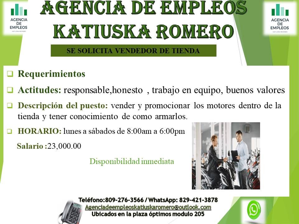 empleos disponibles - vendedor de motor en tienda 1