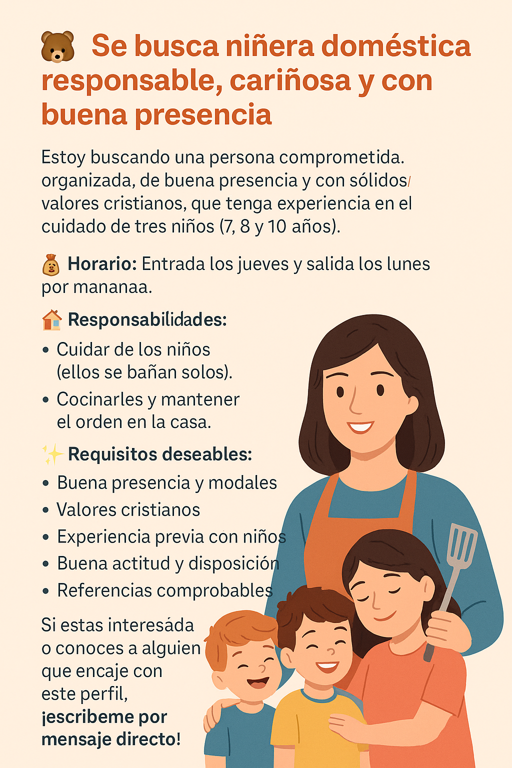 empleos disponibles - 🧸 Se busca niñera doméstica responsable.