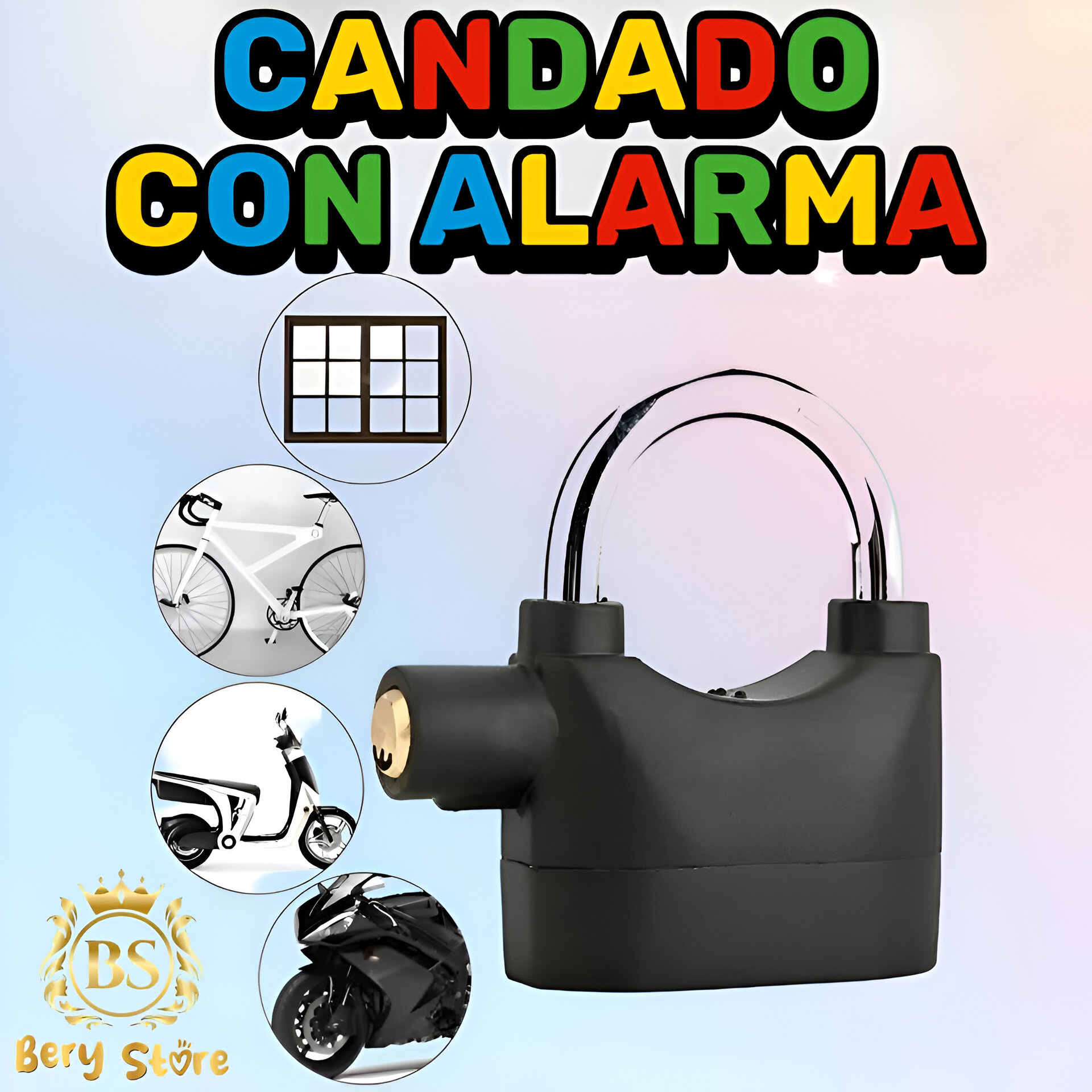 otros electronicos - 🎀 CANDADO CON ALARMA ANTIRROBO | CANDADO CON ALARMA PARA MOTO | CANDADO ALARMA  2