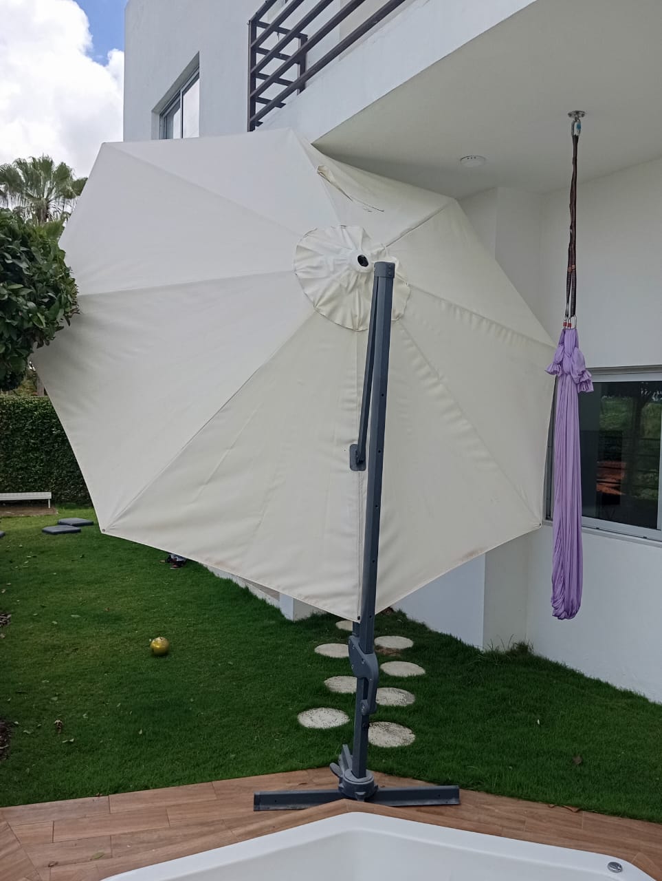 herramientas, jardines y exterior - Sombrilla de Patio con Base de Cuatro Pesas  8