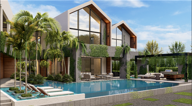 casas vacacionales y villas - Venta de villas en la mejor zona de cap cana con piscina y Jacuzzi de 2,846mts 5