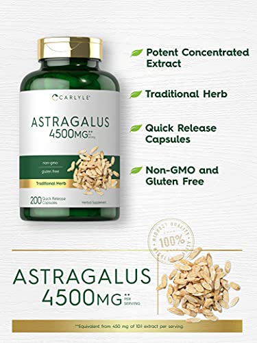 Salud y Equipamiento Médico - Raiz De Astragalo 4500mg 200 capsulas Carlyle 1
