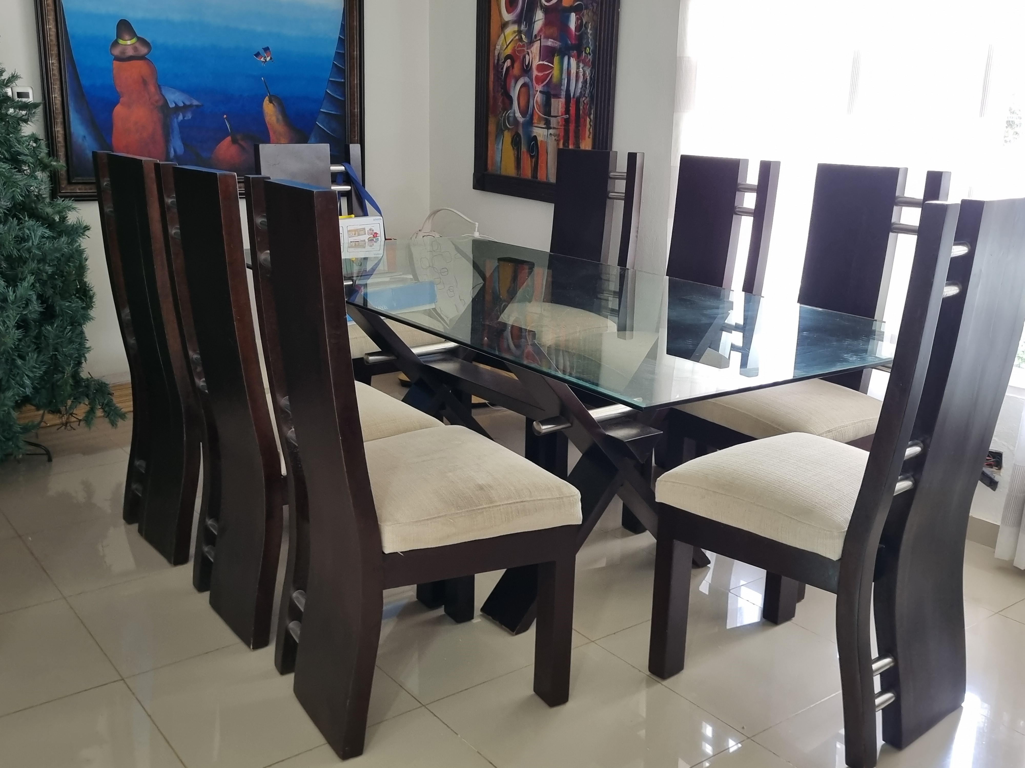muebles y colchones - comedor de 8 sillas usado andiroba 1