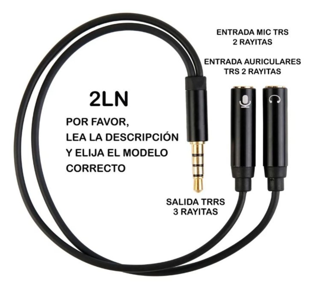 accesorios para electronica - Adaptador divisor de audio audífono y micrófono con conector 3.5mm 3