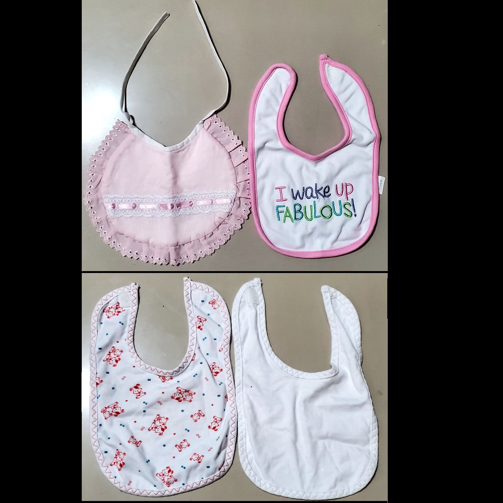 accesorios - Babero Tela y plástico con bolsillo. Set 14 piezas 2