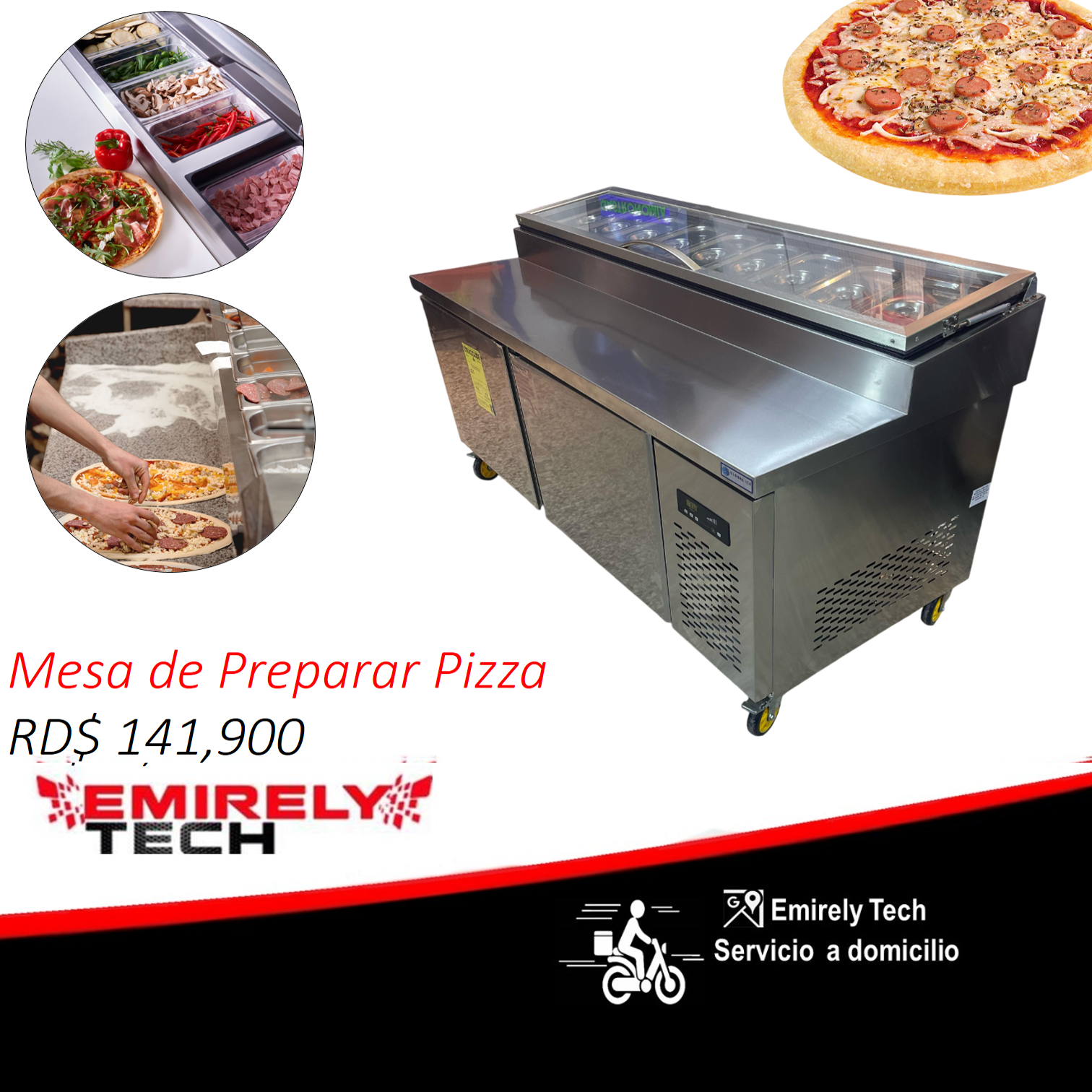 equipos profesionales - Mesa de preparar pizza con freezer