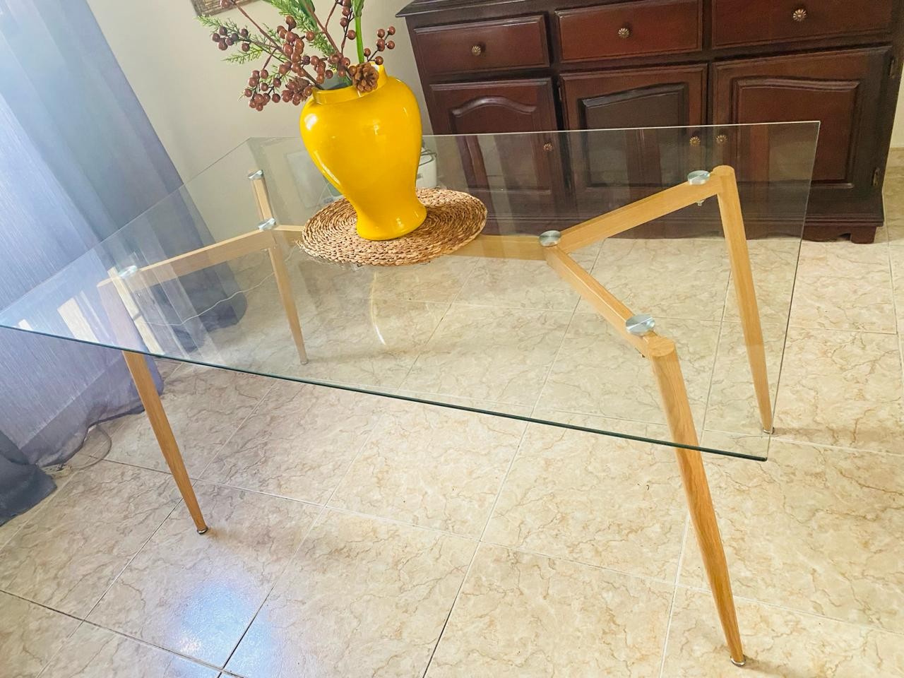 decoración y accesorios - Mesa de Comedor de Cristal de 6 sillas 2