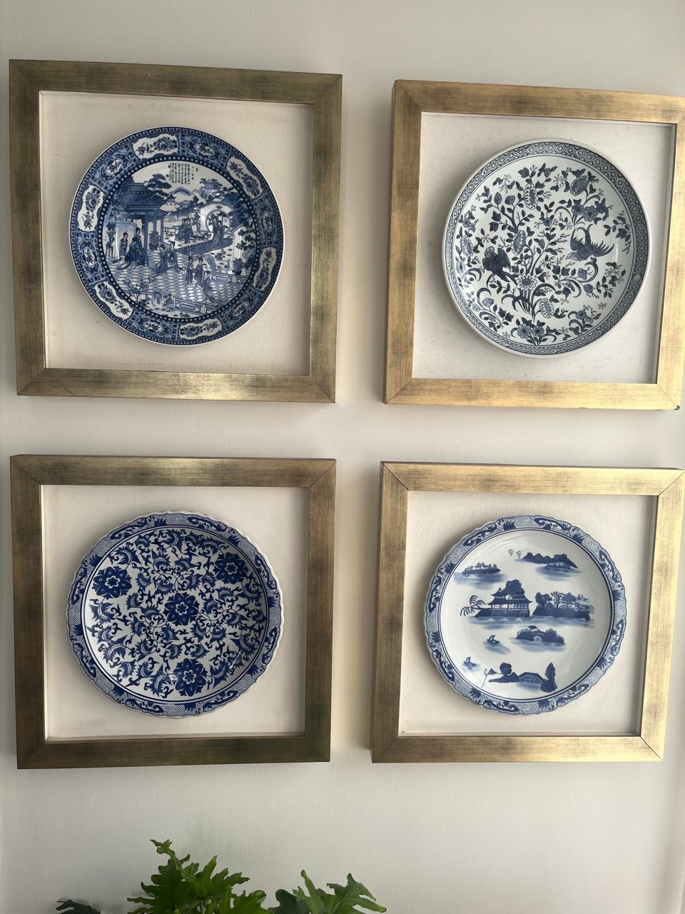 arte y antigüedades - Platones chinoiserie enmarcados