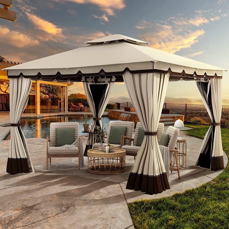 herramientas, jardines y exterior -  Outdoor Patio Double Fabric Roof Canopy Gazebo rd 36,500 3
