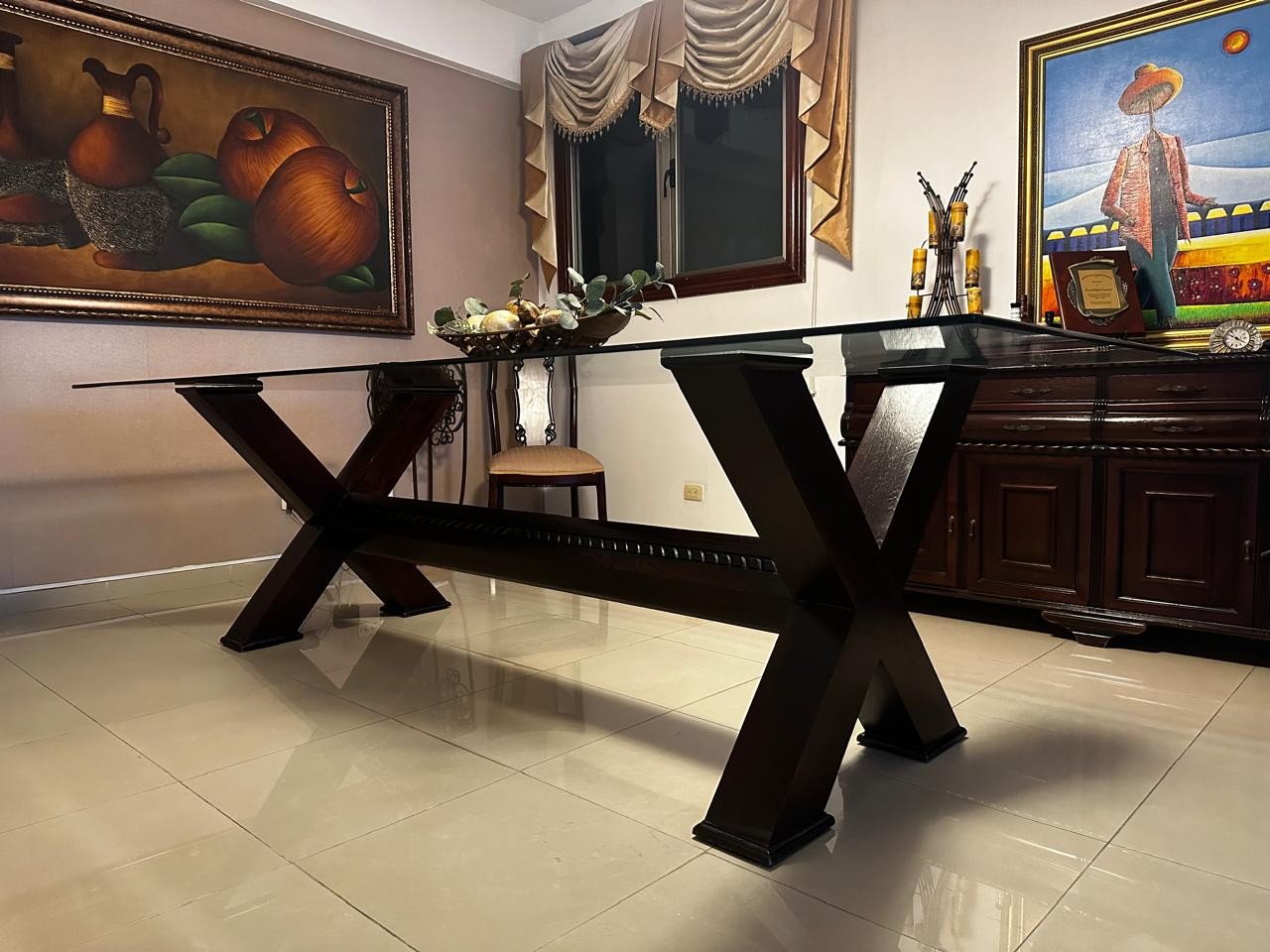 muebles y colchones - Base Mesa caoba  comedor para 10 personas ( SIN TOPE ) 3