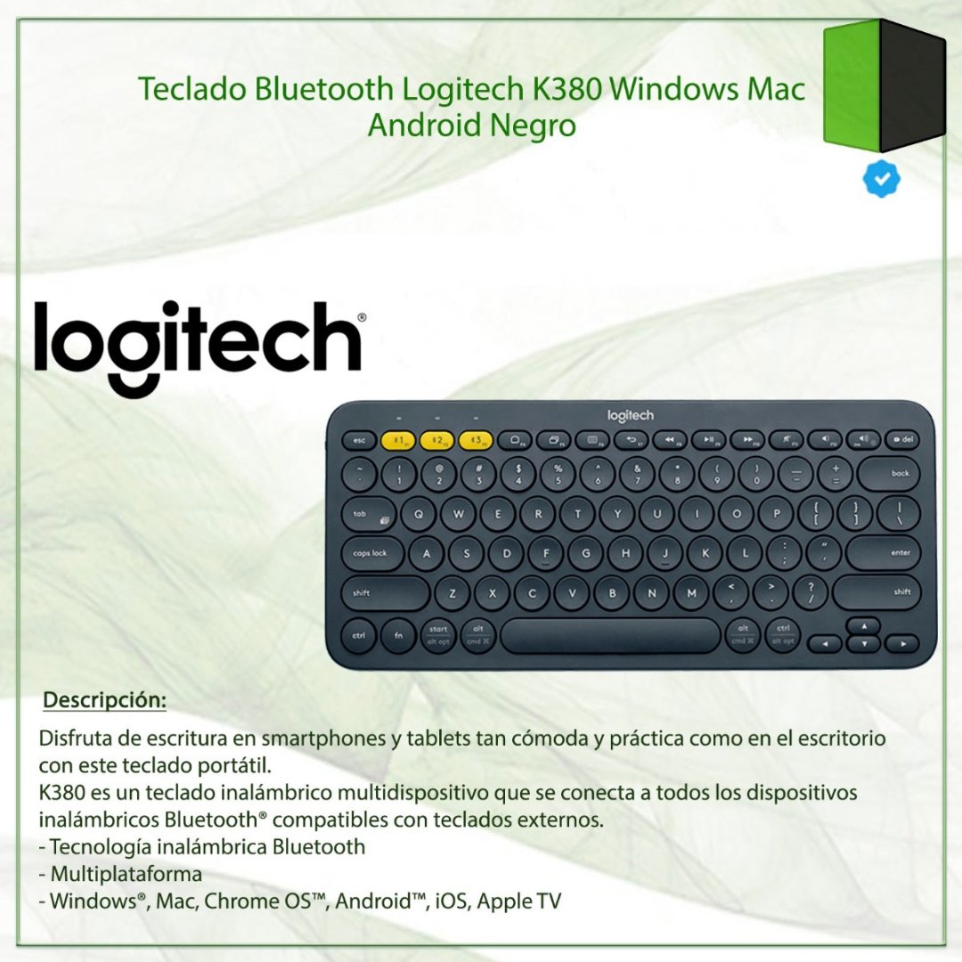 computadoras y laptops - TECLADO LOGITECH MULTI-DISPOSITIVO K380 , BLUETOOTH CLASSIC 3.0, RADIO DE ACCION 1