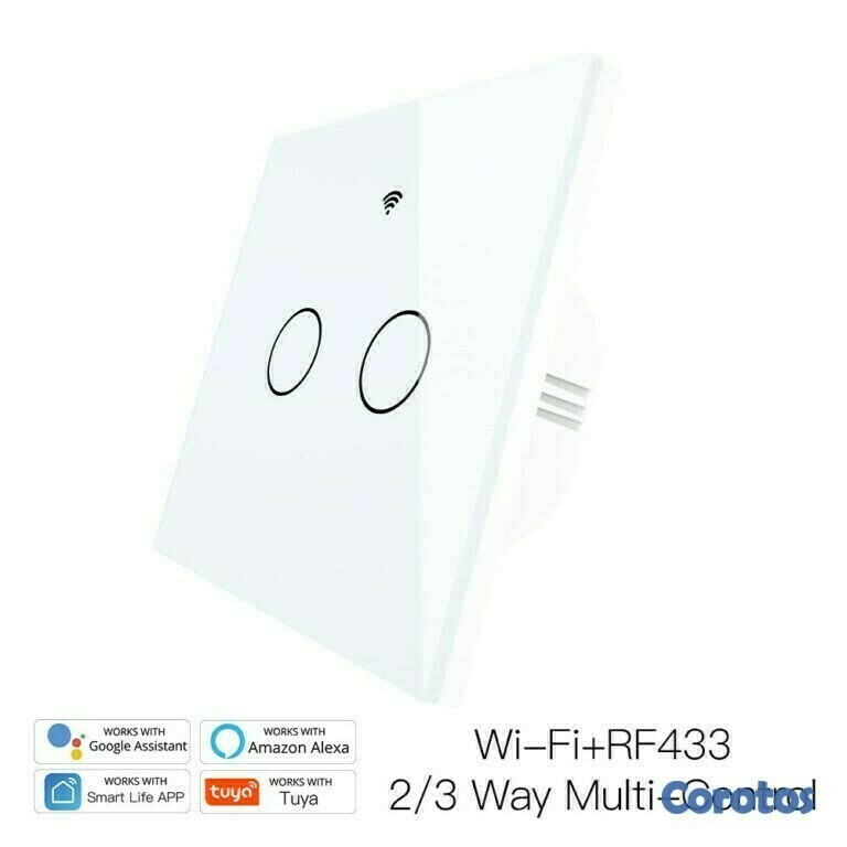 accesorios para electronica - Interruptor tactil WIFI 2 conectores, contecta con Alexa,  no usa neutro
 2