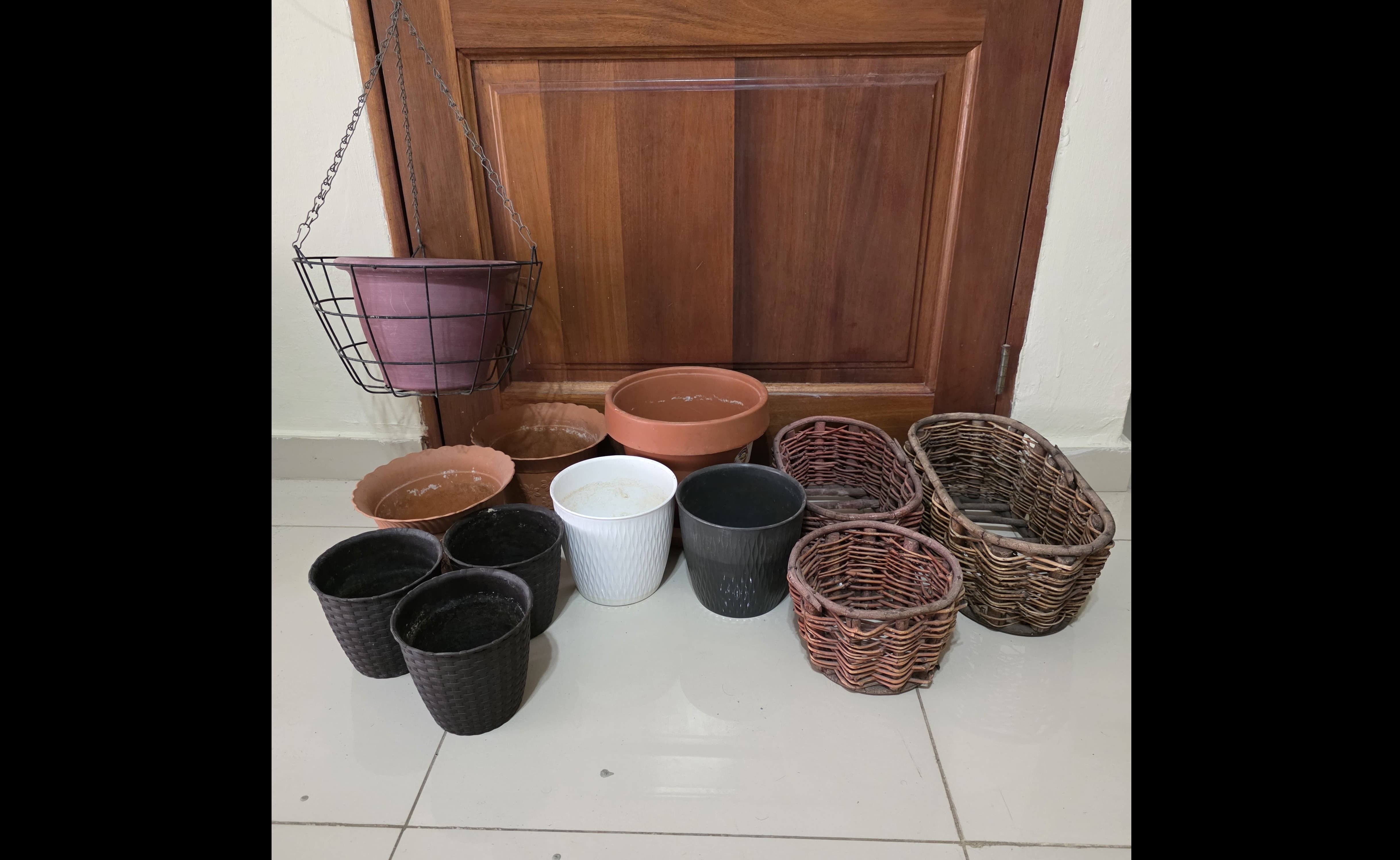 herramientas, jardines y exterior - Canasta maceta para sembrar. Exhibidor aéreo metal