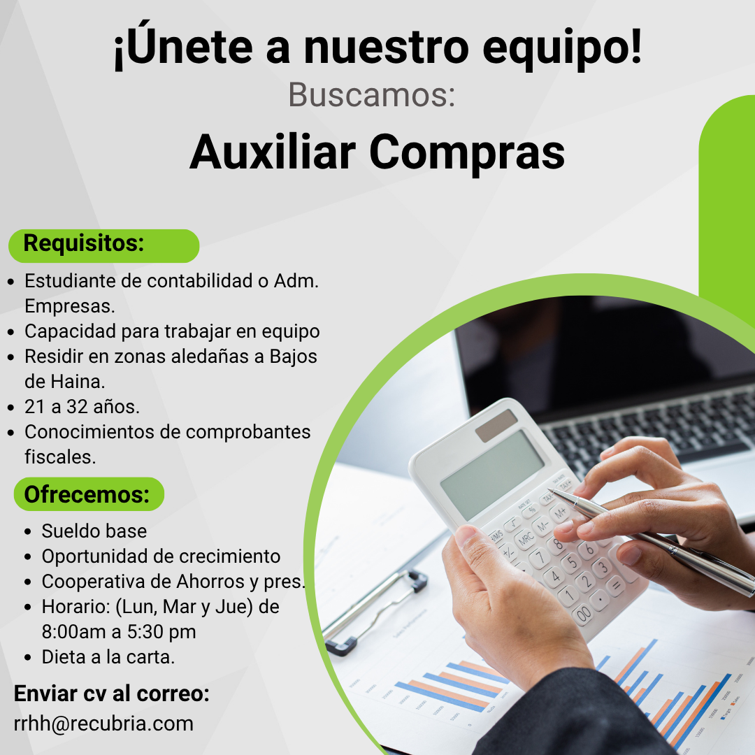 empleos disponibles - Auxiliar de Compras